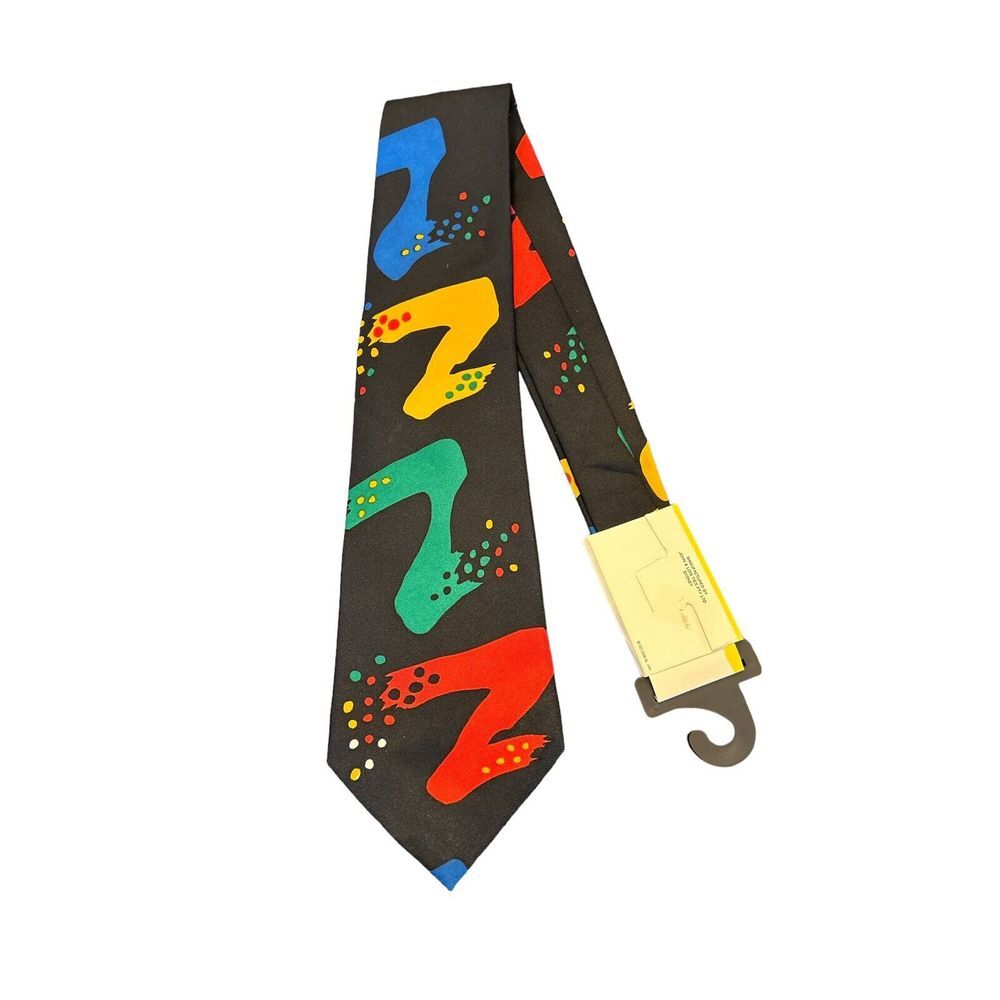 Men's Black Tie with Multicolor Abstract Pattern
